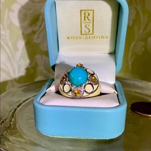 Ross-Simons Turquoise, Citrine and Diamond accent Gemstone Ring Size 10
